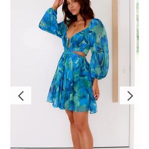 Billy J Xarissa Mini Dress / Blue and Green Print